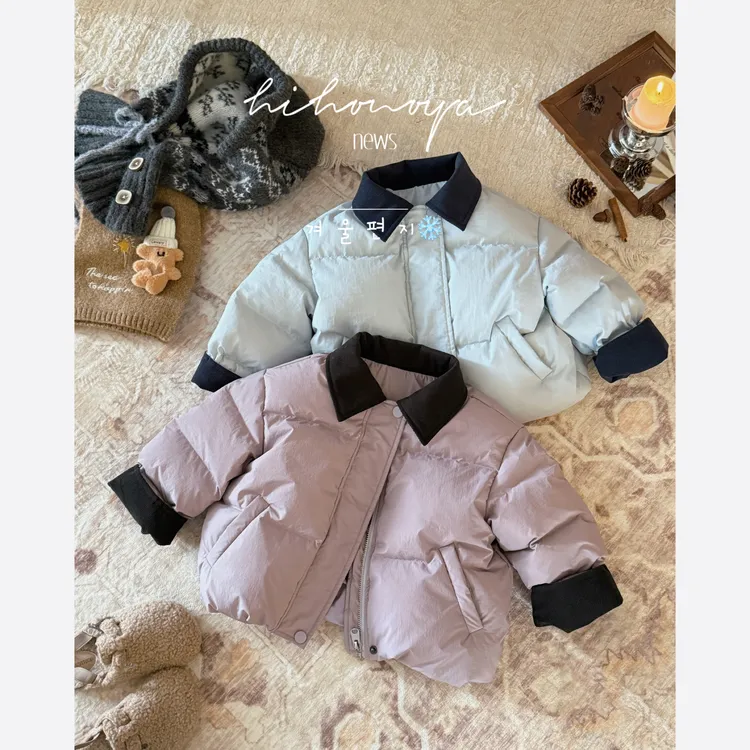 【棉花糖】十Hihoniya~2025冬季亲子撞色灯芯绒拼接厚款羽绒服