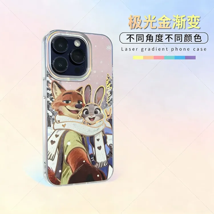 围巾尼克朱迪极光金手机壳适用苹果17PM动画卡通全包防摔保护套