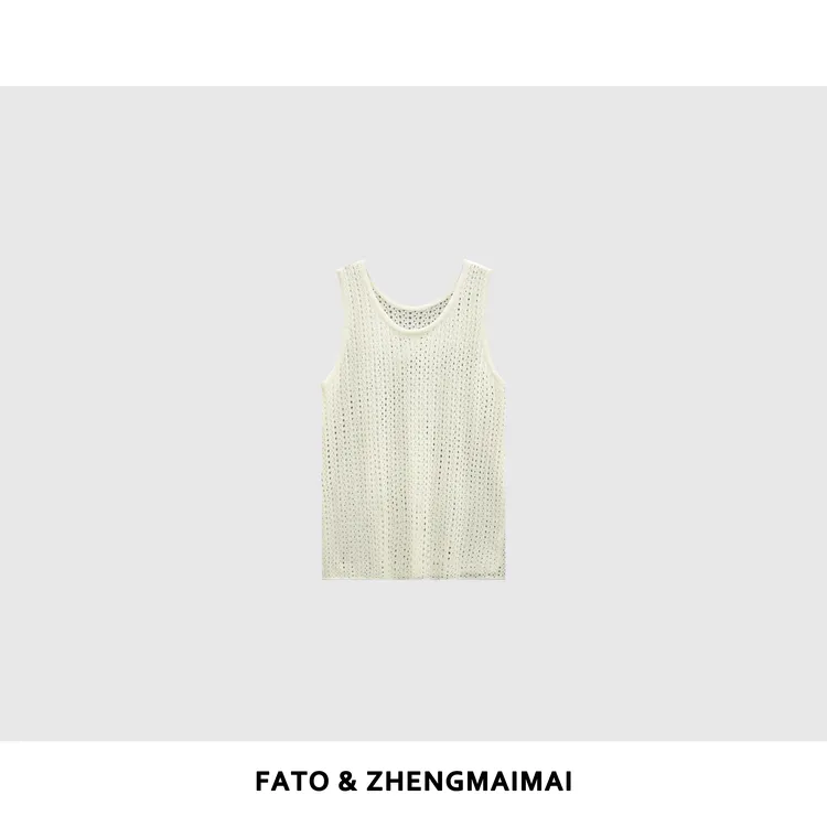 fattonny郑买买【椰林市集】夏季款休闲百搭镂空针织背心SY50517B1
