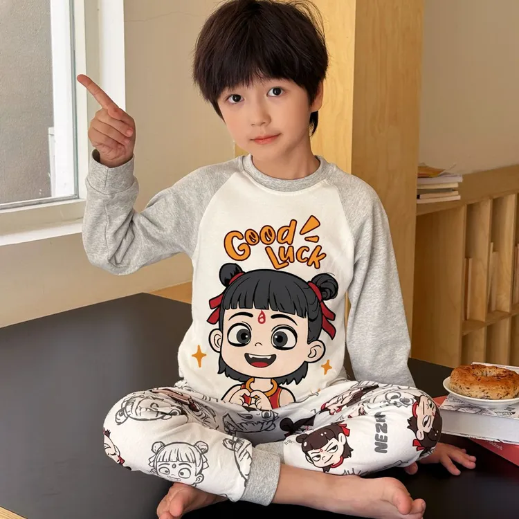 哪吒儿童秋衣秋裤秋冬款纯棉2025新款男童保暖内衣套装男孩线衣裤