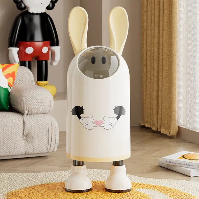 卡通垃圾桶兔子耳朵家用2025新款可爱收纳盒客厅卧室卫生间高颜值