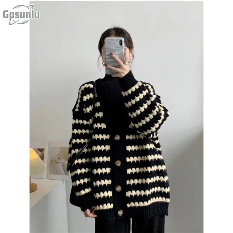 gpsunlu慵懒风毛衣外套女秋冬季新款针织开衫高级感上衣宽松百搭