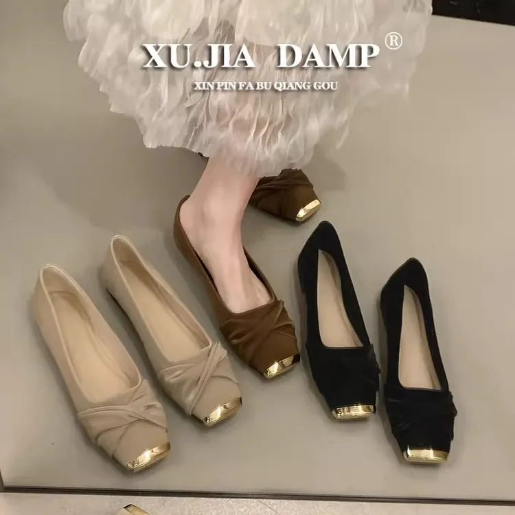 法式平底方头浅口单鞋女2025新款春夏百搭配裙子玛丽珍瓢鞋小皮鞋
