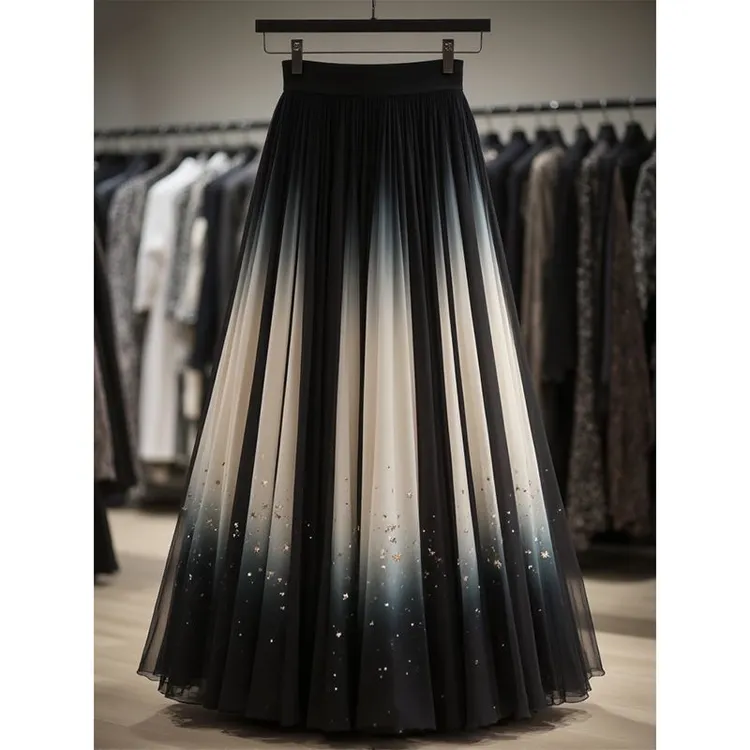 乐町【断码】春秋新中式渐变色印花半身裙女装2025秋季新款