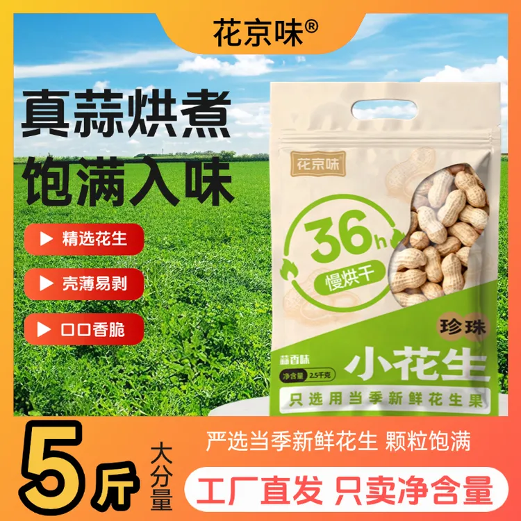 花京味蒜香花生带壳五香小花生原味炒花生多味坚果炒货零食下酒菜