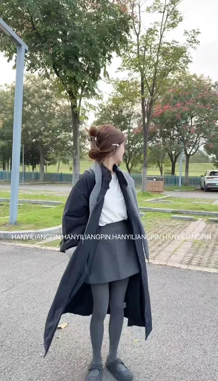 【枫叶】韩版中长款加棉风衣