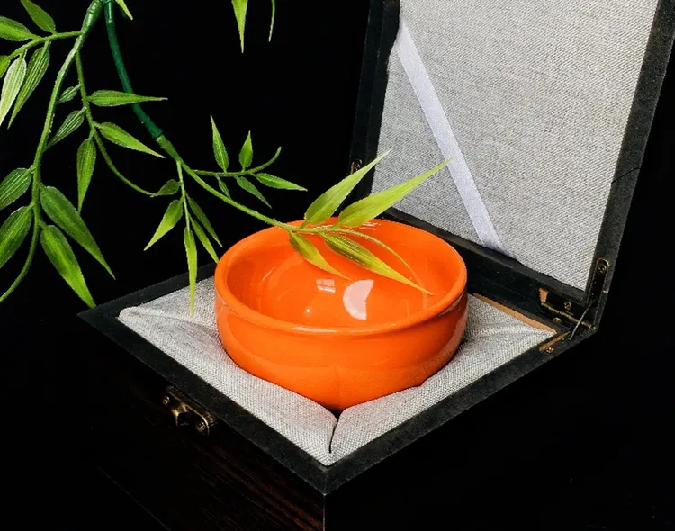 高端茶器橘釉主人盏