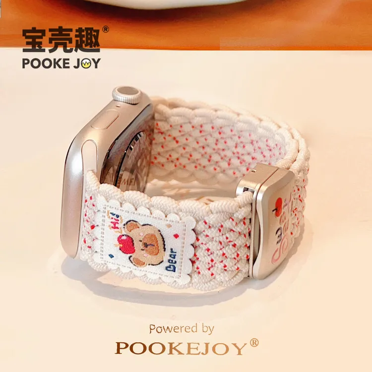 宝壳趣适用苹果applewatch11弹力编织表带s10/s9/s8磁吸表带42mm