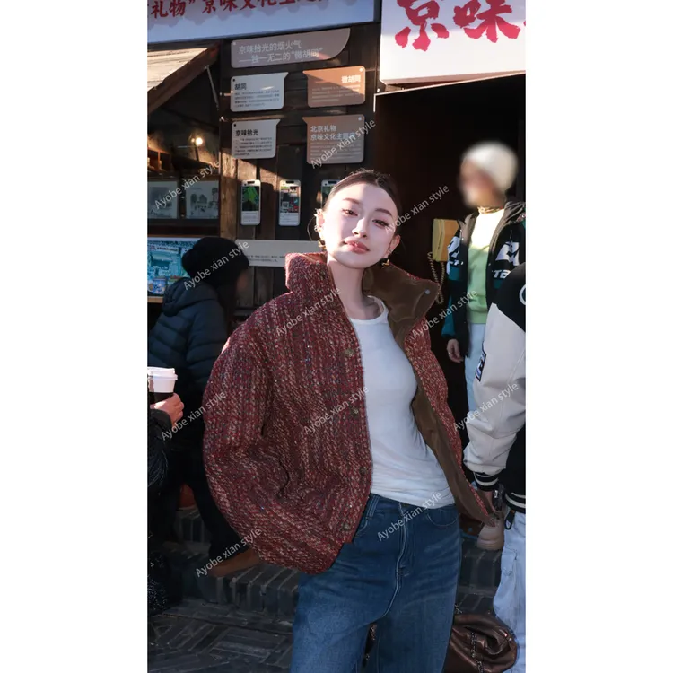 【AYOBE】小贤 11月4日10:00新品  气质摩登复古格纹90白鸭绒外套