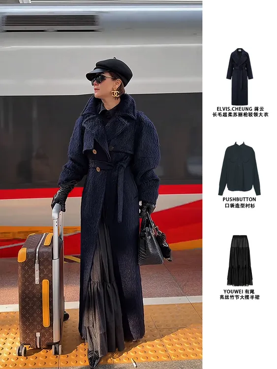 【顾文婷专属达播】蒋云25  长毛超柔苏丽枪驳领大衣 E25AW02049AA