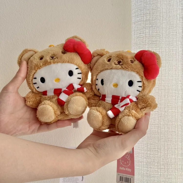 【首尔限定】Hello Kitty 格子围巾小熊 钥匙扣玩偶