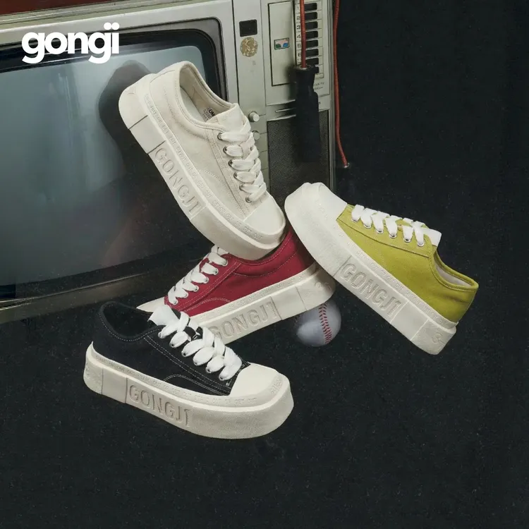 【范丞丞同款】gongji方头厚底帆布鞋休闲鞋情侣小众百搭板鞋小白鞋商品图