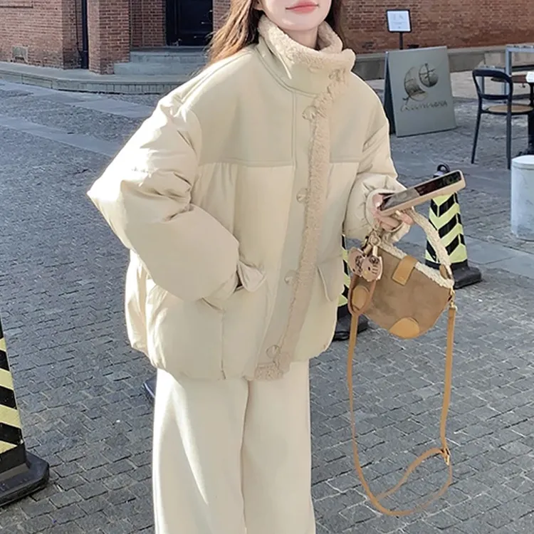 SHALLDOER【冬季甄选】欧货休闲百搭立领棉服女秋冬小个子保暖棉衣