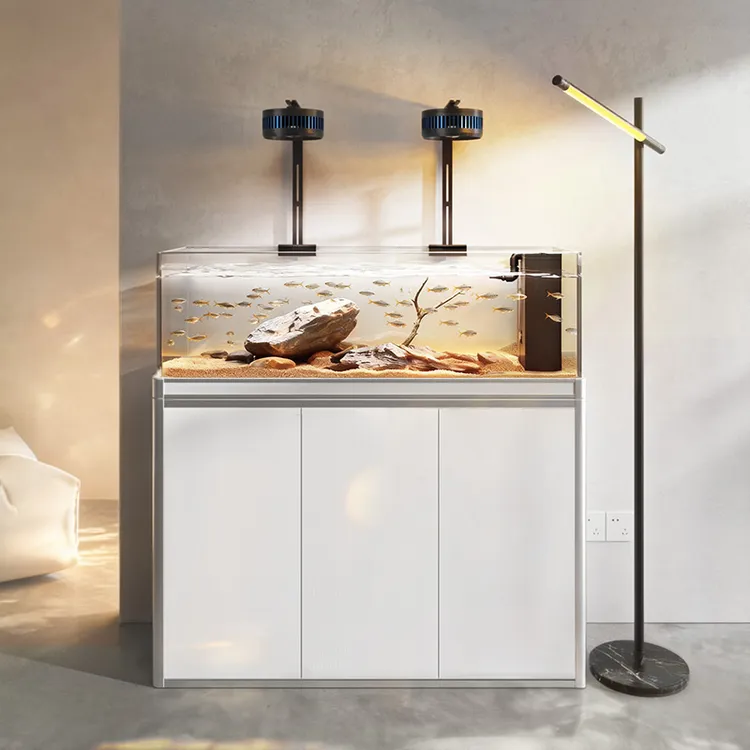 YEE2025新款溪流缸金晶超白合金框架干湿分离底滤烤漆底滤鱼缸