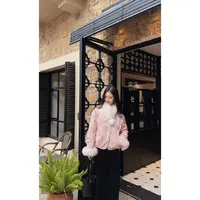 「奕念」《秘密》真狐狸毛羽绒服~缎面提花钉珠满绣90白鸭绒冬季外套