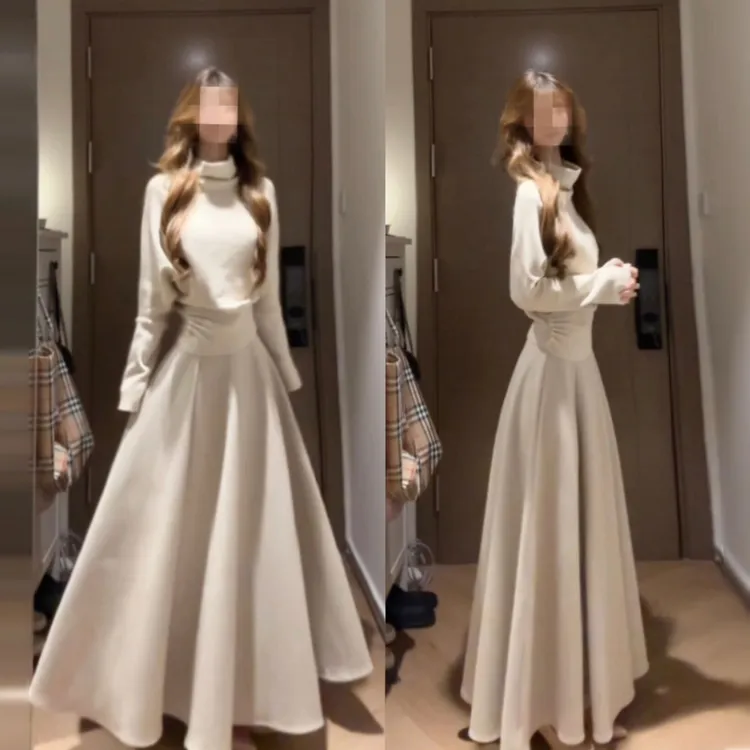 高级感针织套装连衣裙子女秋冬季2025新款气质穿搭一整套内搭长裙