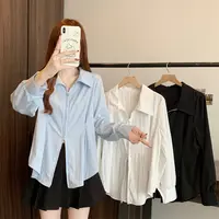 大码女装2025秋装新款时尚显瘦拉链设计感长袖衬衫上衣1700