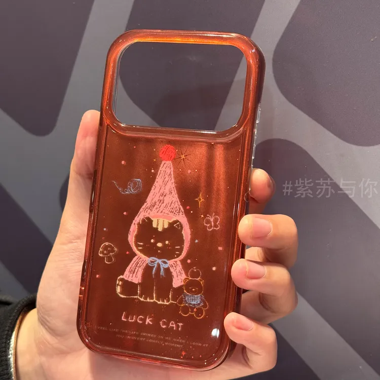 橙底星星线条围巾kt猫咪适用于iPhone17promax手机壳16pro可爱15 