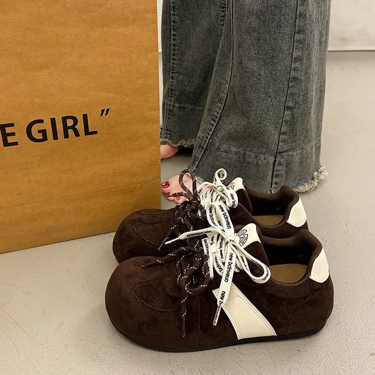 爆款百搭小众厚底板鞋女秋冬季德训鞋2025新款平底运动休闲面包鞋