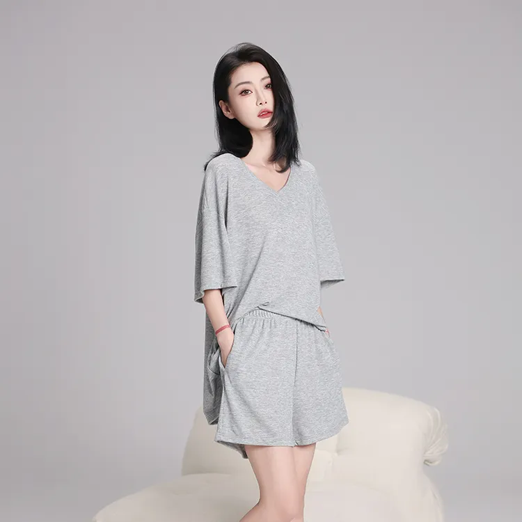 碧绒睡衣女夏季薄款短袖休闲运动风宽松大码夏天可外穿家居服套装