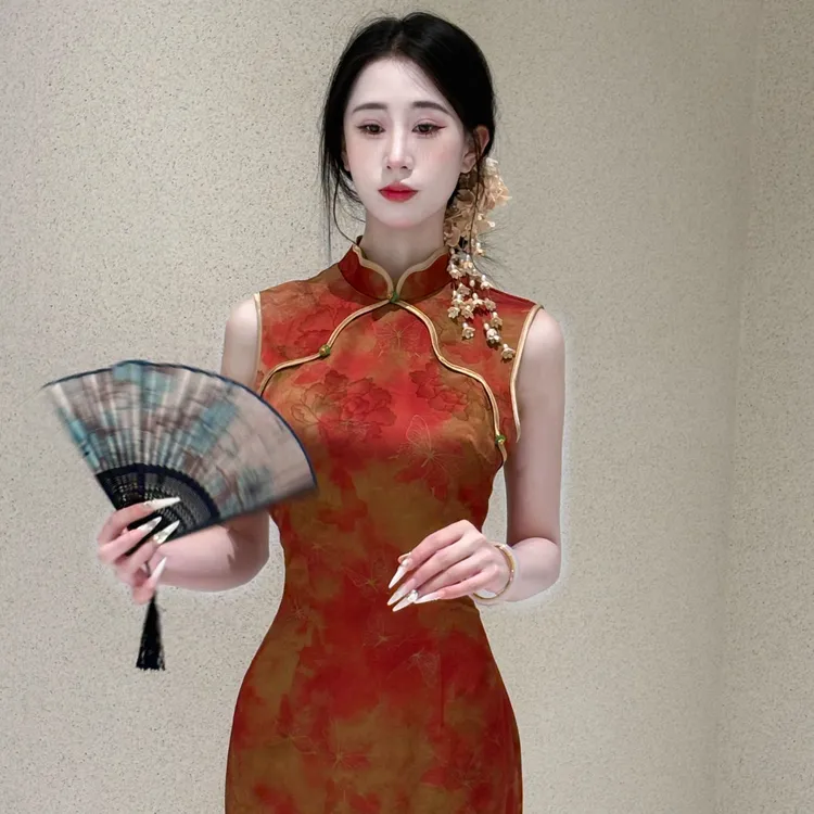 LHMknk1画报夫人原创自制改良夏季显瘦中式国风女装旗袍 胭脂花香