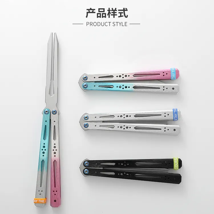 雅痞工坊ga蝴蝶刀7系铝渐变音叉折叠训练刀折叠刀甩手刀轴套未开