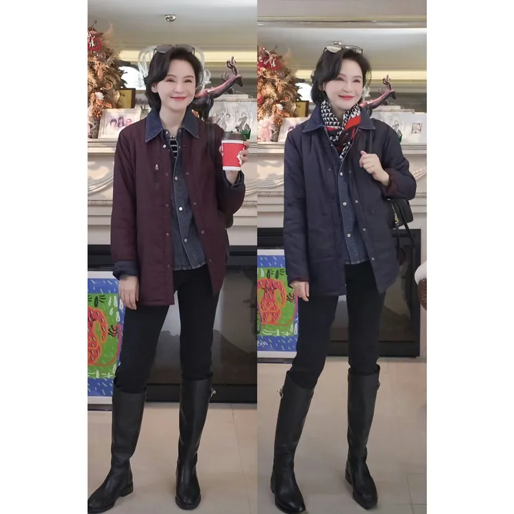 我是摩羯 日系双穿棉服 时尚百搭通勤四合扣口袋秋冬上衣外套