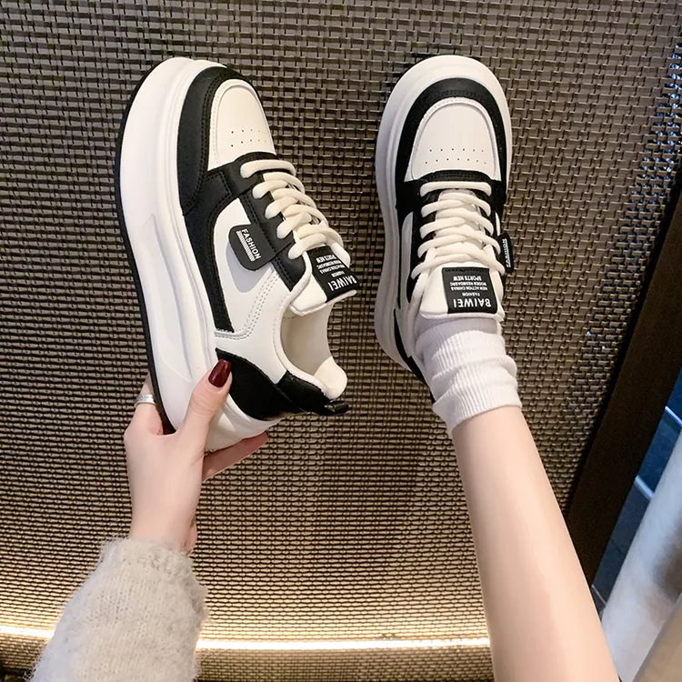 （单里+加绒）【现货】小白鞋女2025秋冬新款松糕鞋厚底休闲百搭板鞋