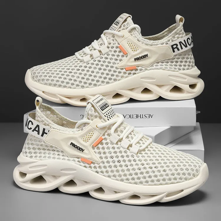 男鞋网面透气运动鞋2025夏季新款厚底增高镂空休闲鞋轻便户外鞋