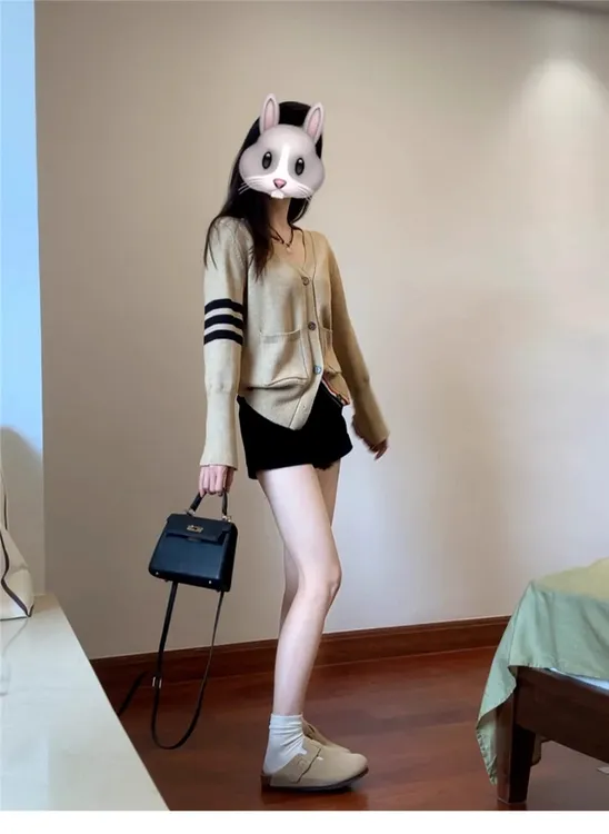 初秋韩系v领毛衣外套女厚款新款春秋季长袖chic针织开衫上衣