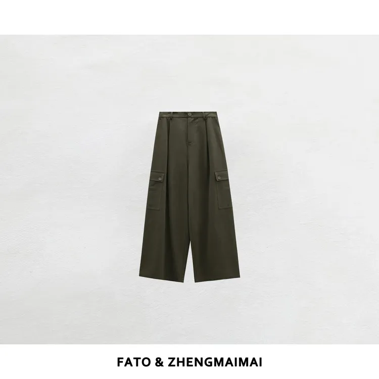 【郑买买】装甲绿 新款千金清冷感贵系小众经典工装长裤 HH50816K1