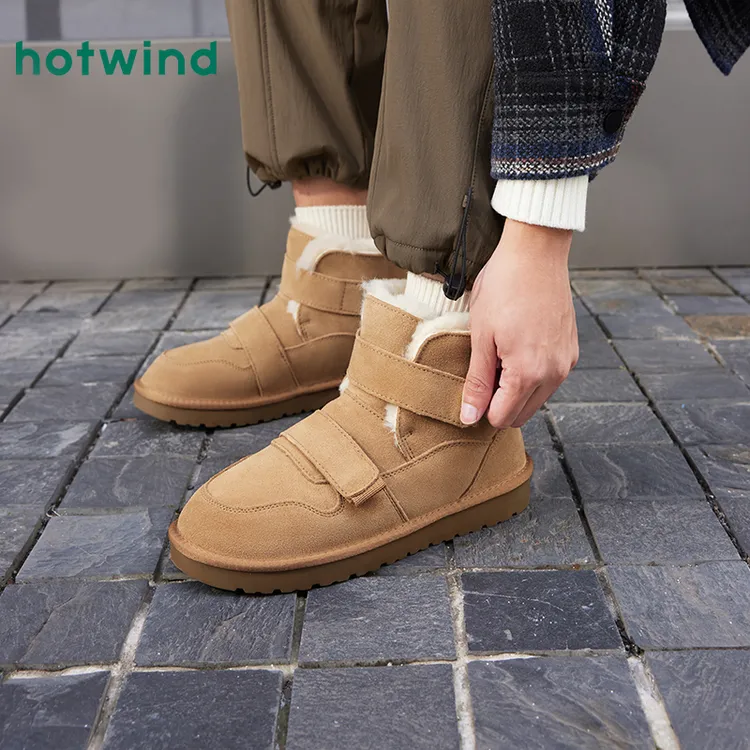 【热风】2025冬季新款男士时尚雪地靴H89M3403