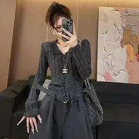 【LLU李】设计感秋季针织衫外套显瘦修身打底衫简约复古百搭LLU-920