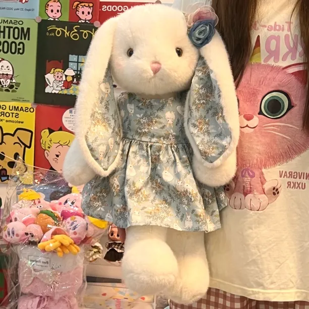 奈奈熊玩偶原创手工碎花裙垂耳绒玩具玩偶节日送女友礼物