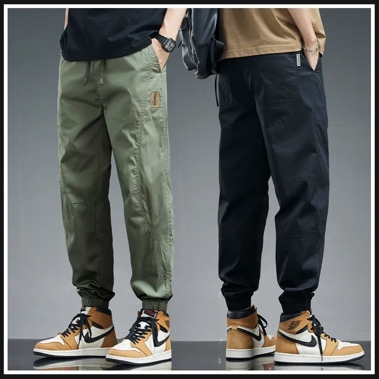 【夏季礼物】奥派鲨新款薄款束脚长裤男士透气潮流冰丝锦棉休闲男裤