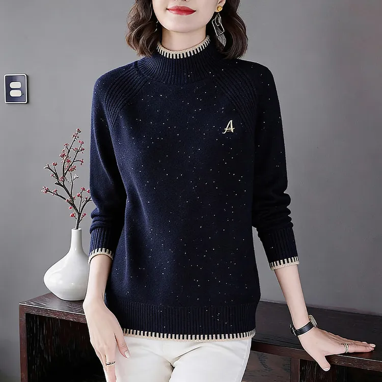 芳妮诗高品质毛衣女士半高领长袖气质时尚针织衫大码遮肉显瘦上衣