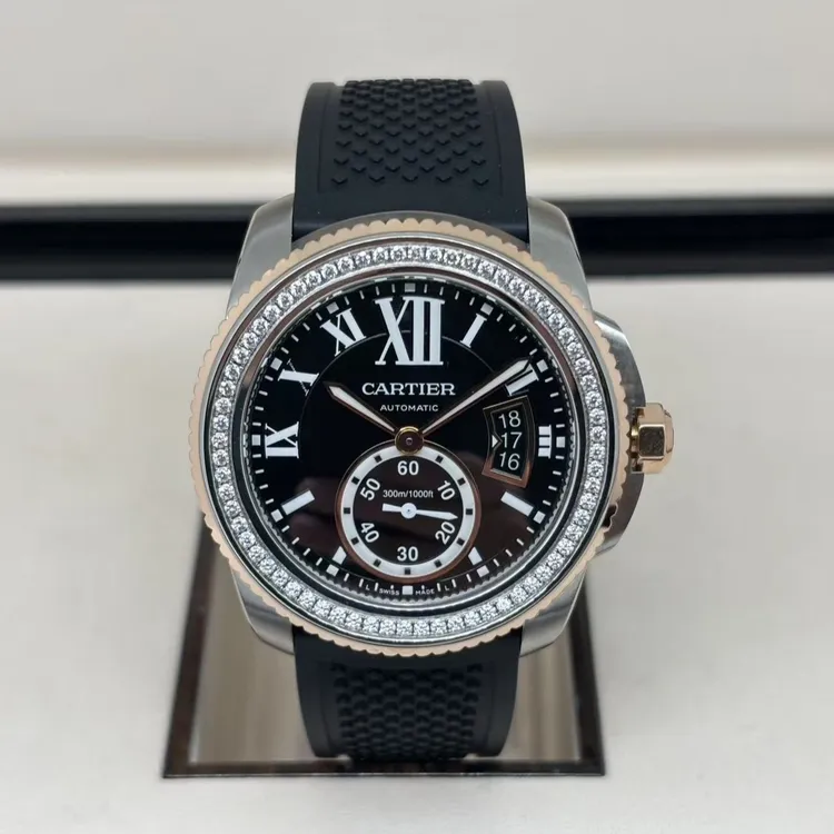 95新 Cartier/卡地亚 卡利博系列/自动/表径42mm/外圈后钻/金圈