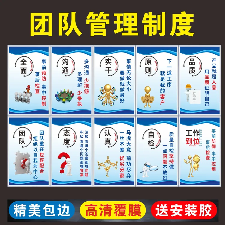 团队管理制度牌宣传海报上墙装饰画团队管理落地工具打造高效团队