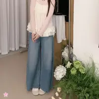 显瘦阔腿牛仔裤复古设计感通勤穿搭早秋新款