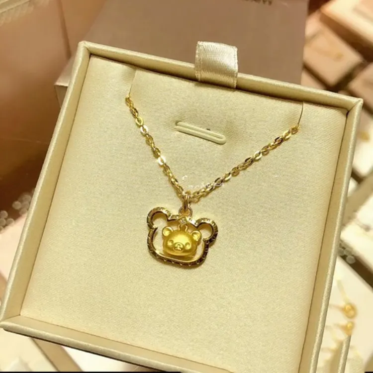 铜合金项链 轻奢可爱轻松熊新款项链女小众设计轻奢简约百搭精致 