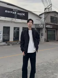 秋季新款立领短款夹克蛇纹门襟潮流拉链外套男女同款-Z5252