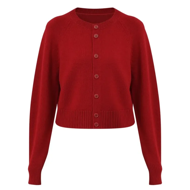 阿玛施新款100%绵羊毛百搭针织衫毛衣简约气质圆领针织开衫548033