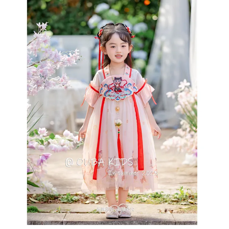 258176儿童汉服连衣裙女童中国风卡通可爱洋气童装