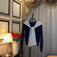 【青春记忆】AY004  条纹舒适百搭有弹力长袖针织衫