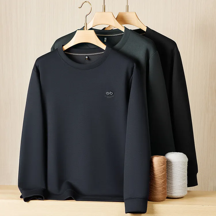 2025年秋冬新款男士保暖卫衣加肥加大码长袖T恤男休闲加厚打底衫