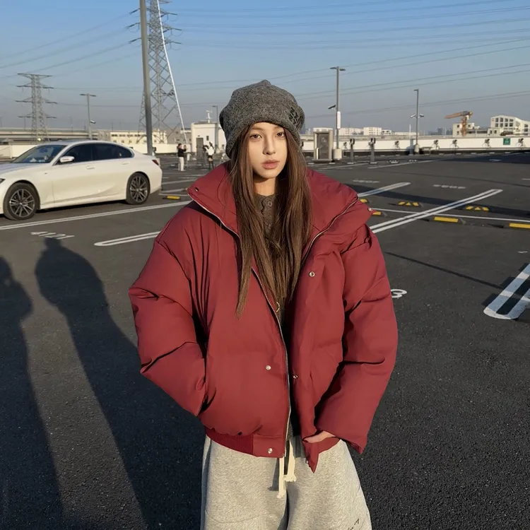 【现货次日发】秋冬百搭立领皮衣棉服美式潮流复古高街港风加厚外套