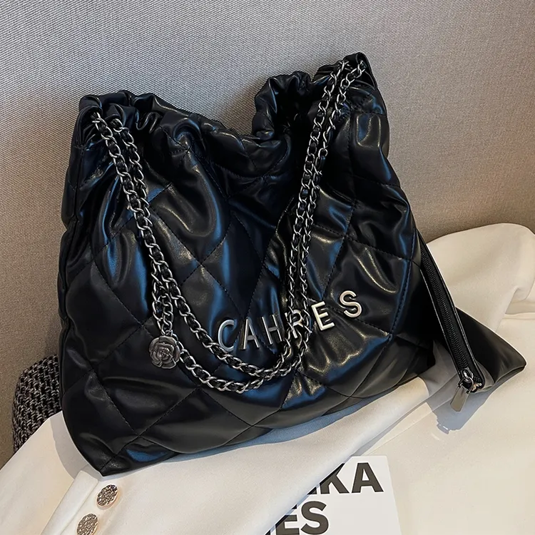 小棕瓶小香风菱格链条包包女2026大容量垃圾袋包时尚通勤托特包