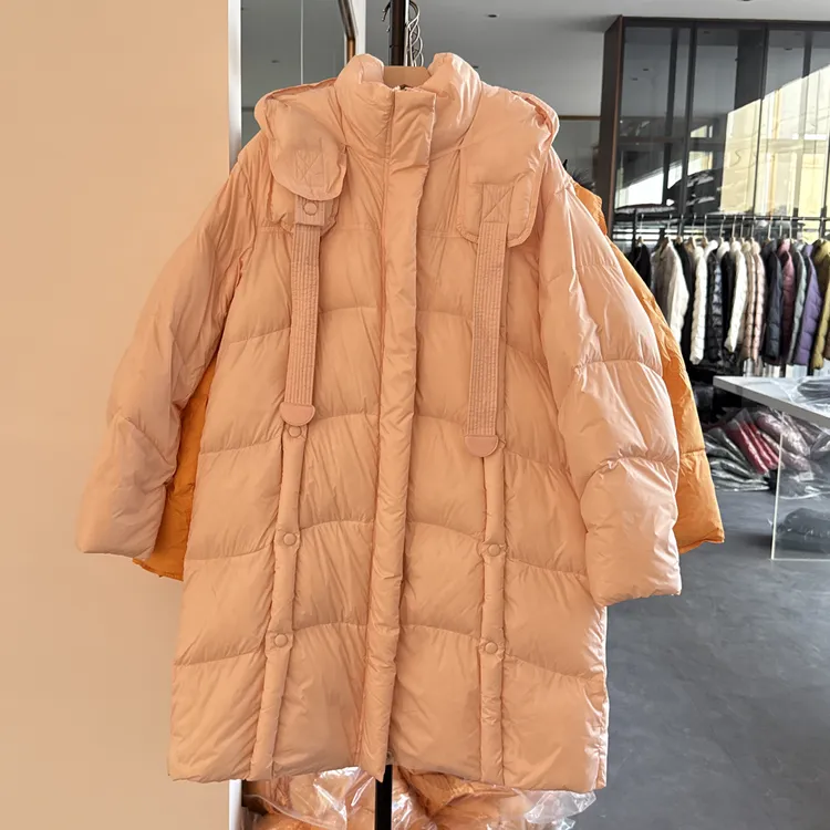 女长款连帽加厚保暖时尚韩版白鹅绒冬季百搭羽绒外套