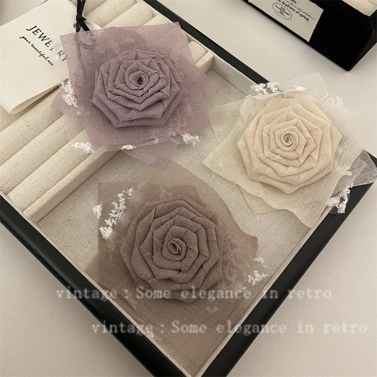 非金属布艺胸针 手作干枯布艺玫瑰胸花超仙百搭配饰小众设计胸针