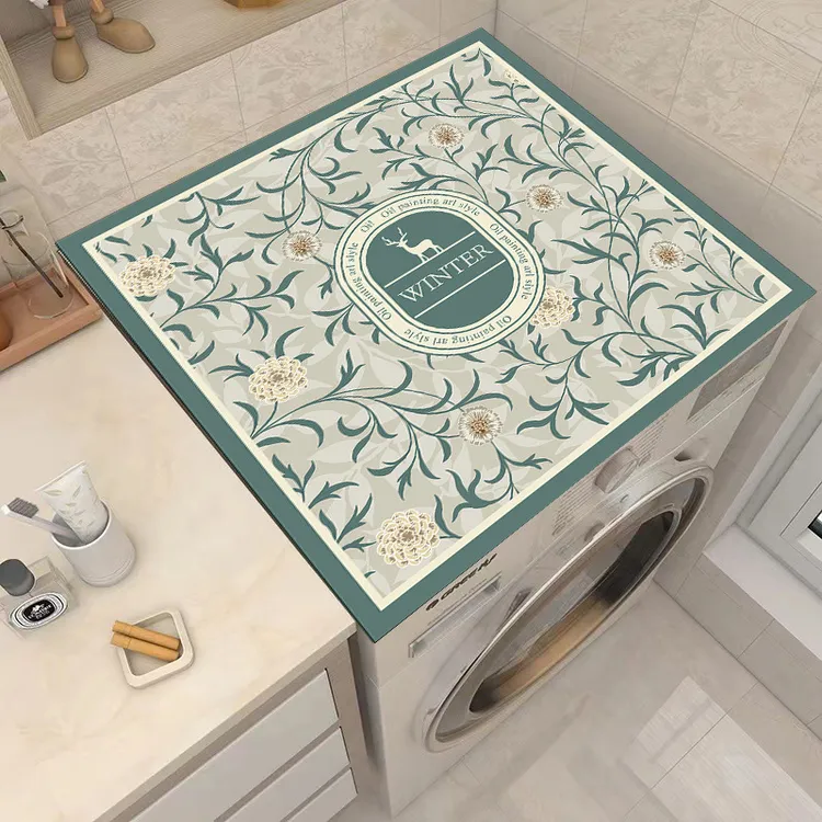 新疆包邮-硅藻泥滚筒洗衣机垫家用防尘罩免洗印花垫微波炉灰尘罩